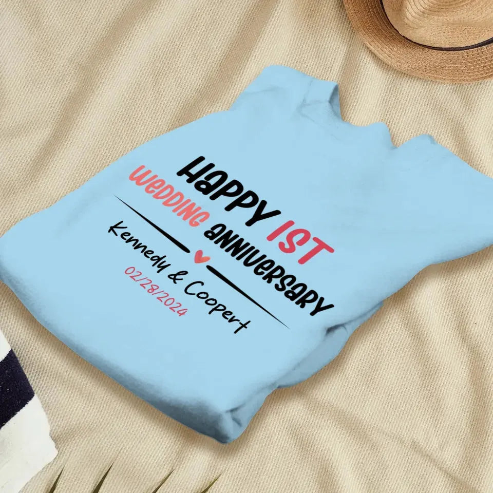 Happy 1st Wedding Anniversary For Lover - Personalized Gifts For Couples - Unisex Sweater