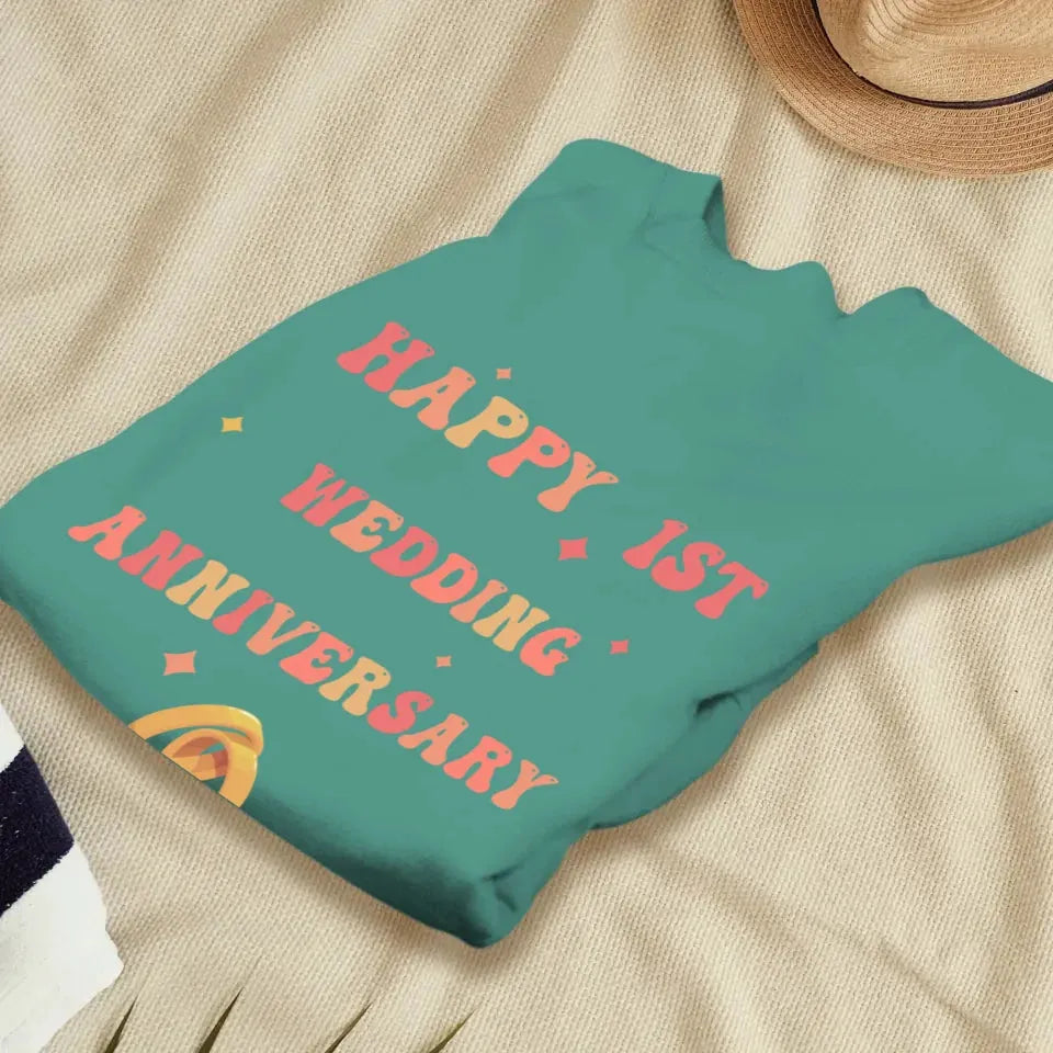 Happy 1st Wedding Anniversary, Vintage Vibe - Personalized Gifts For Couples - Unisex Sweater