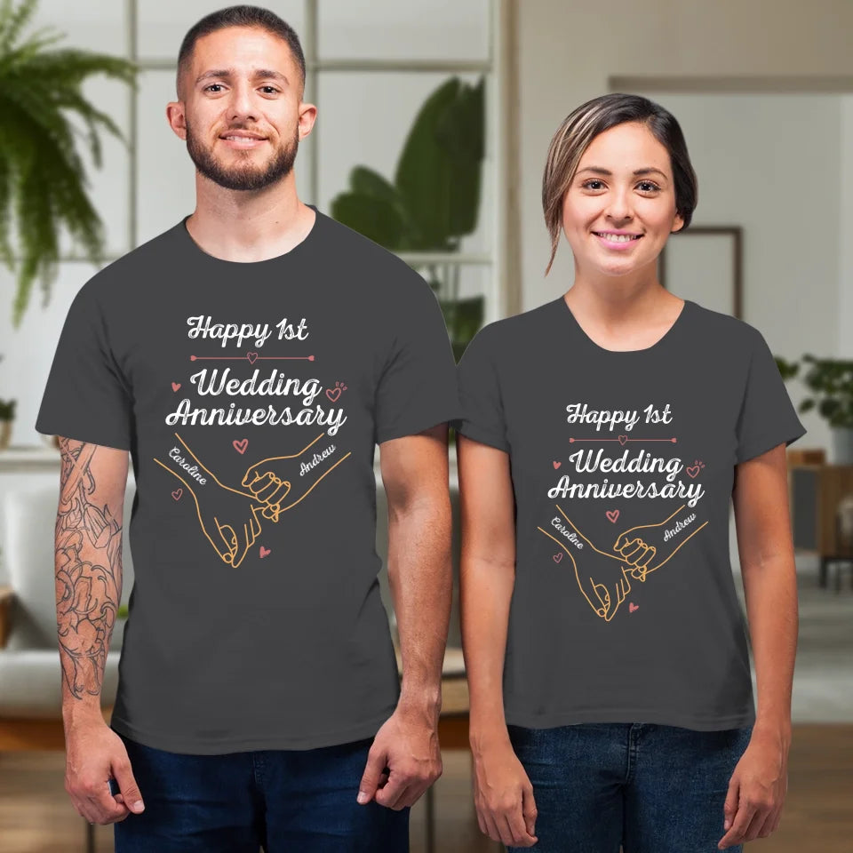 Happy 1st Wedding Anniversary, Old Style - Personalized Gifts For Couples - Unisex T-Shirt