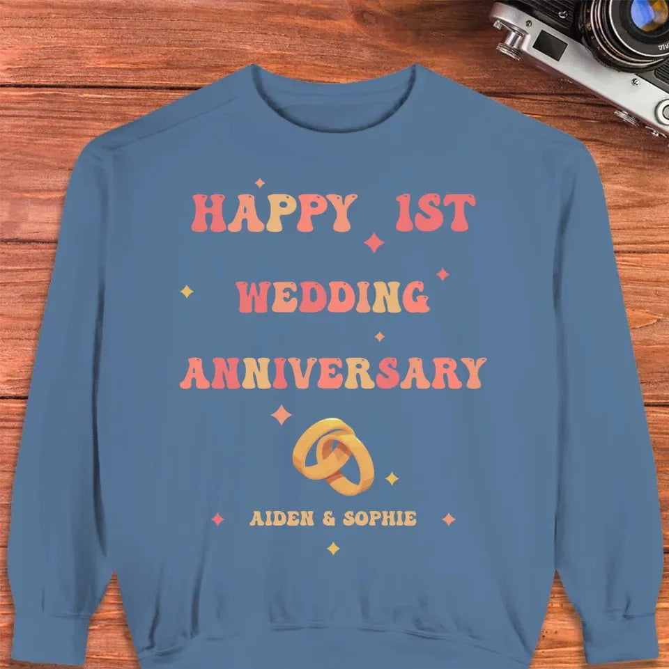 Happy 1st Wedding Anniversary, Vintage Style - Personalized Gifts For Couples - Unisex Sweater