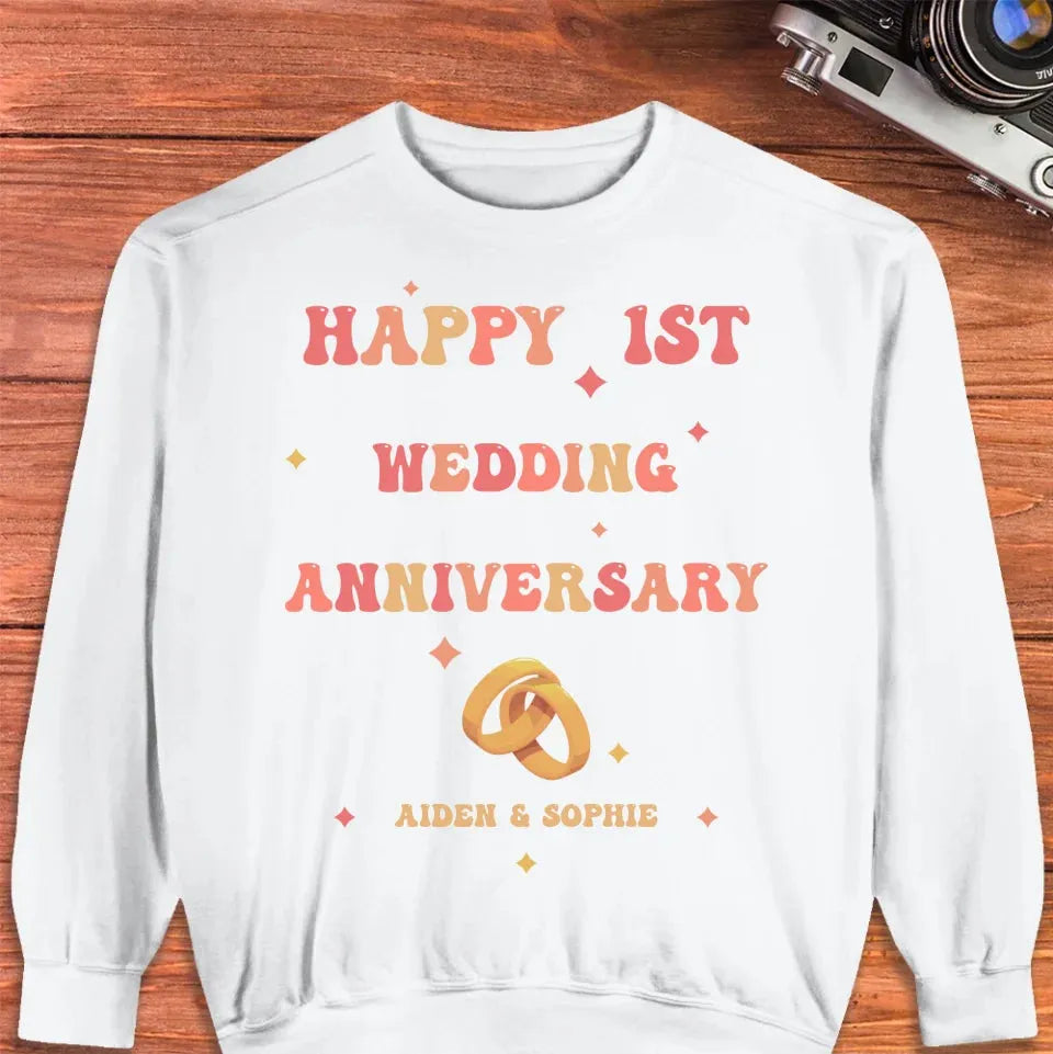 Happy 1st Wedding Anniversary, Vintage Vibe - Personalized Gifts For Couples - Unisex Sweater