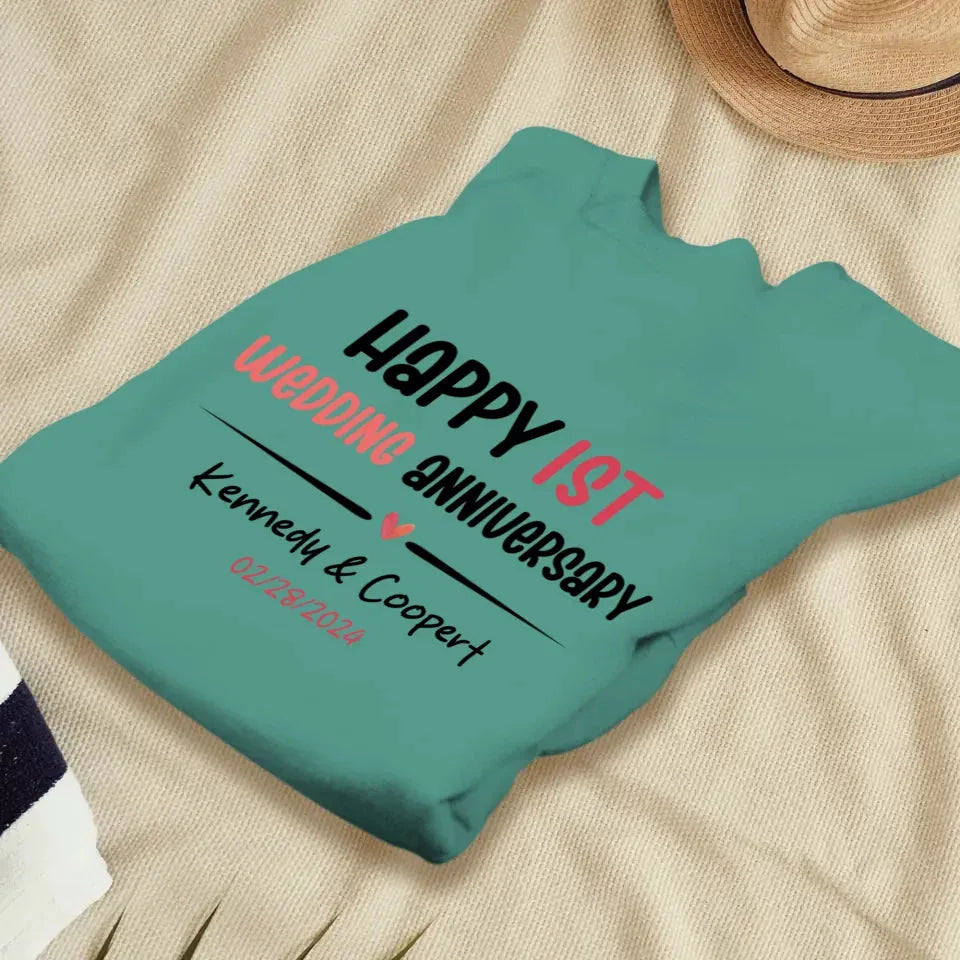 Happy 1st Wedding Anniversary For Lover - Personalized Gifts For Couples - Unisex Sweater