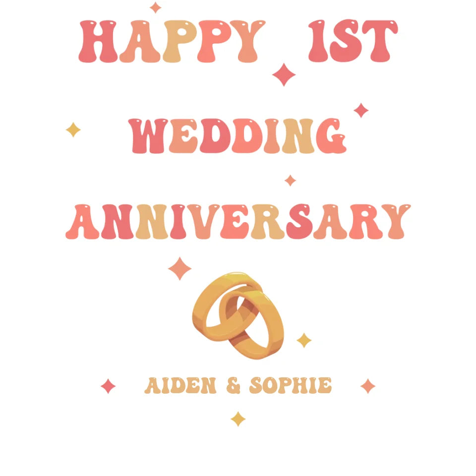 Happy 1st Wedding Anniversary, Vintage Style - Personalized Gifts For Couples - Unisex T-Shirt