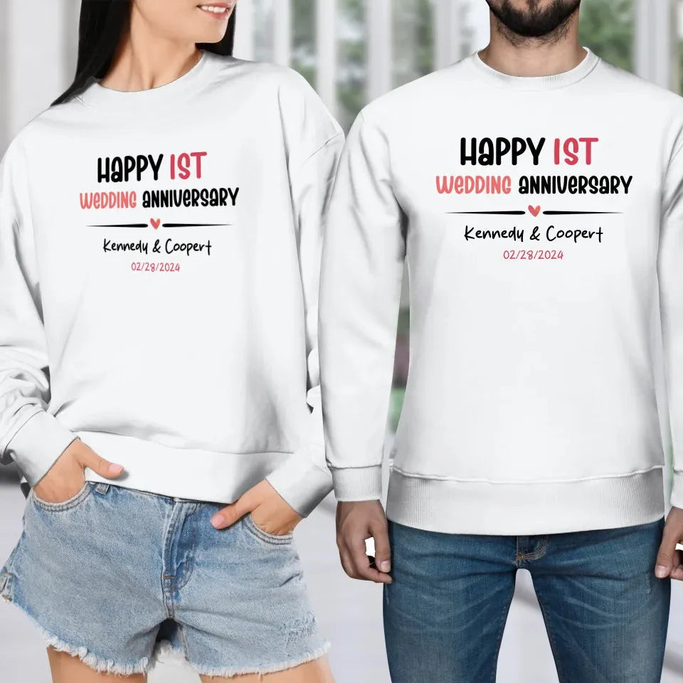 Happy 1st Wedding Anniversary For Lover - Personalized Gifts For Couples - Unisex Sweater