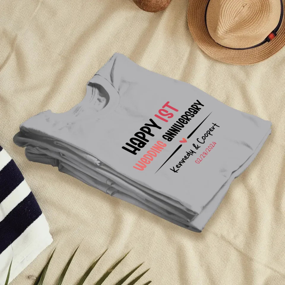 Happy 1st Wedding Anniversary For Lover - Personalized Gifts For Couples - Unisex T-Shirt