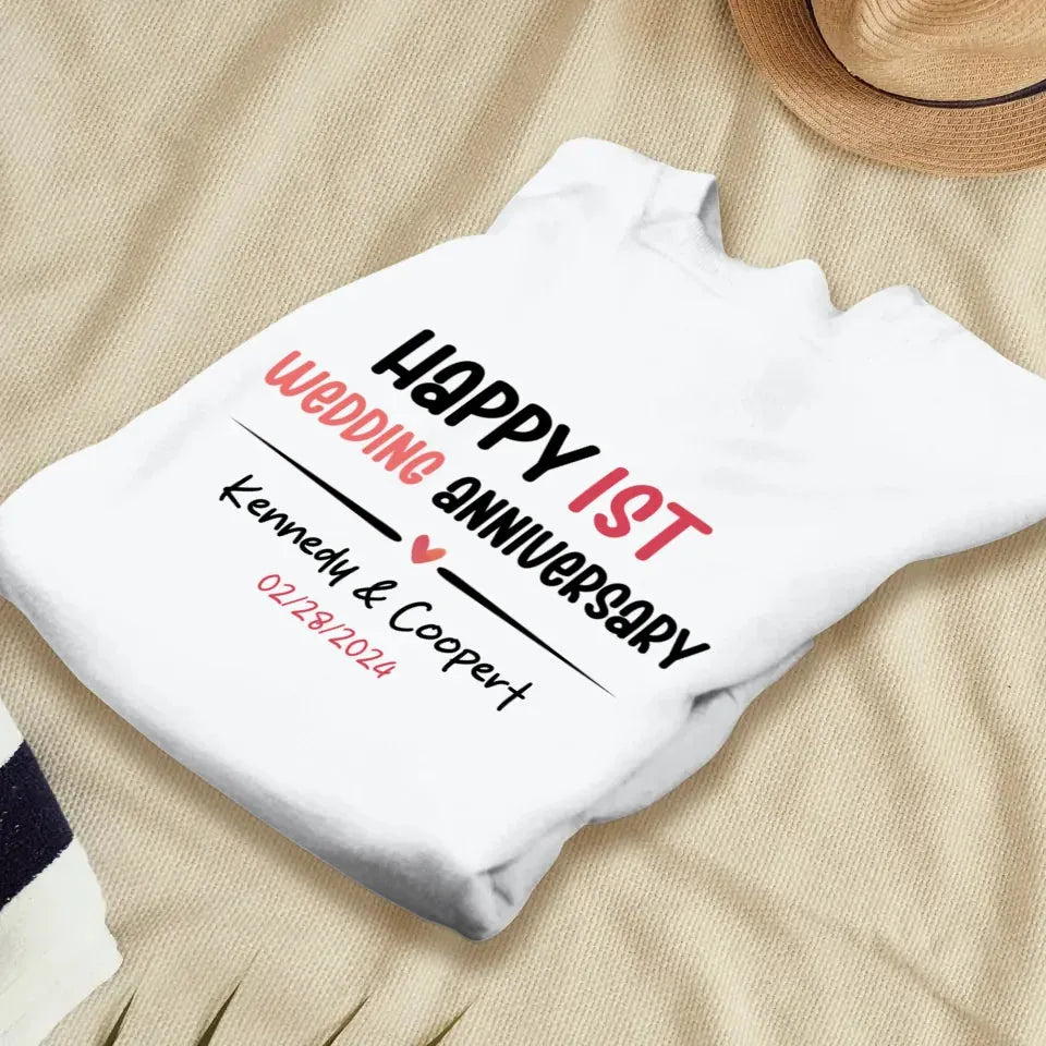 Happy 1st Wedding Anniversary For Lover - Personalized Gifts For Couples - Unisex Sweater