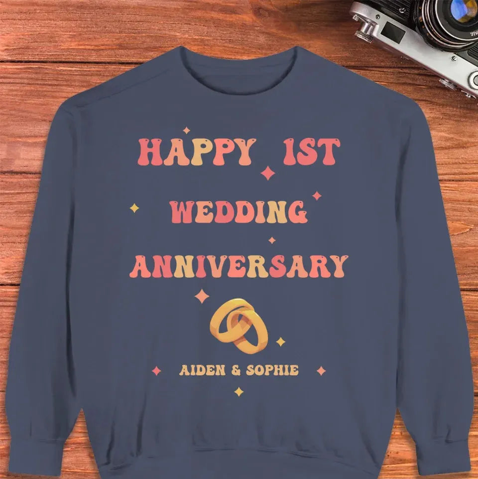 Happy 1st Wedding Anniversary, Vintage Style - Personalized Gifts For Couples - Unisex Sweater