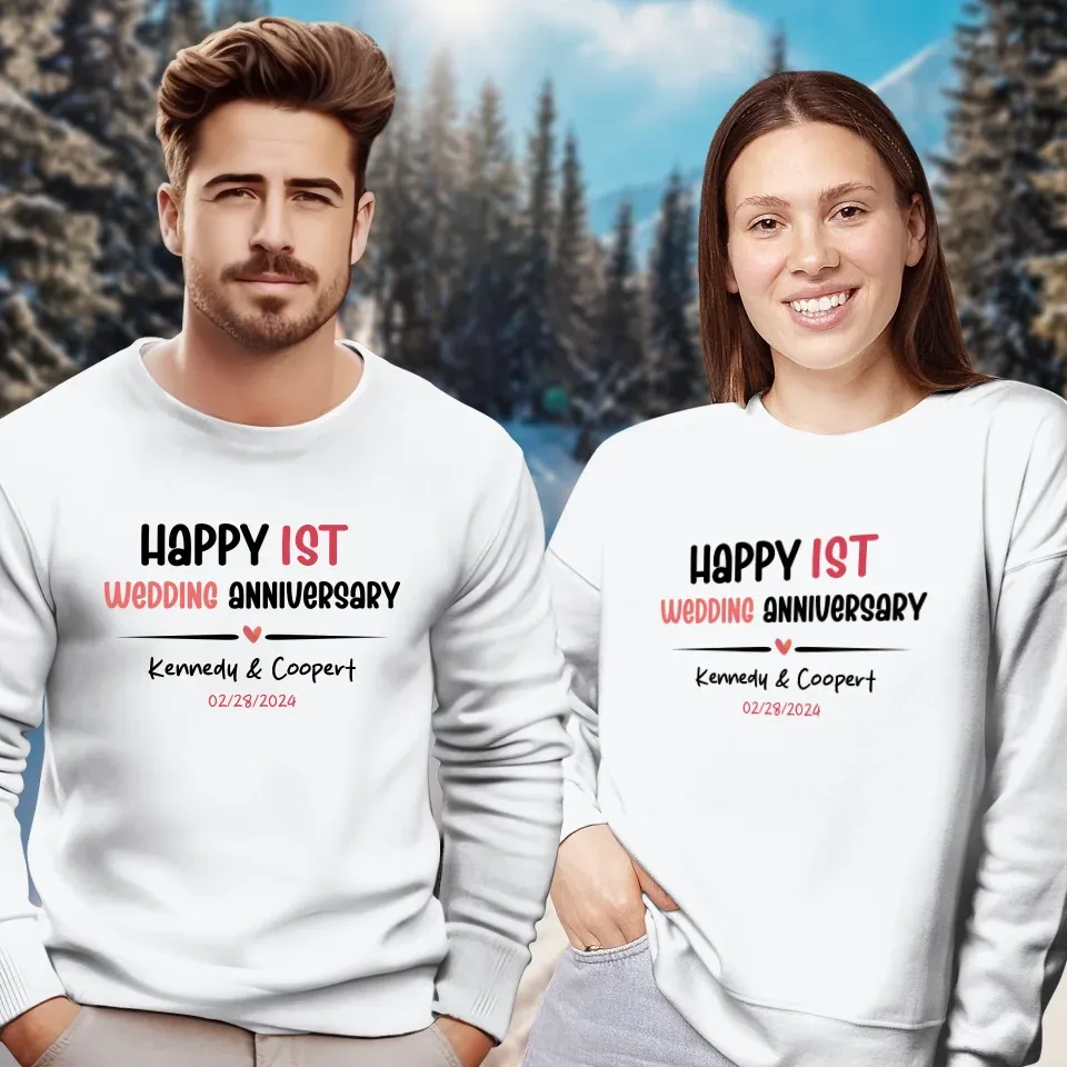 Happy 1st Wedding Anniversary For Lover - Personalized Gifts For Couples - Unisex Sweater