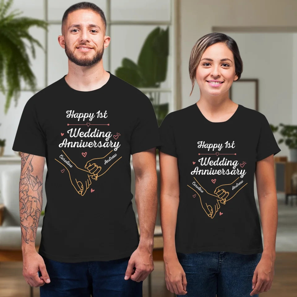 Happy 1st Wedding Anniversary, Old Style - Personalized Gifts For Couples - Unisex T-Shirt