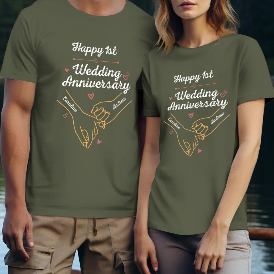 Happy 1st Wedding Anniversary, Old Style - Personalized Gifts For Couples - Unisex T-Shirt