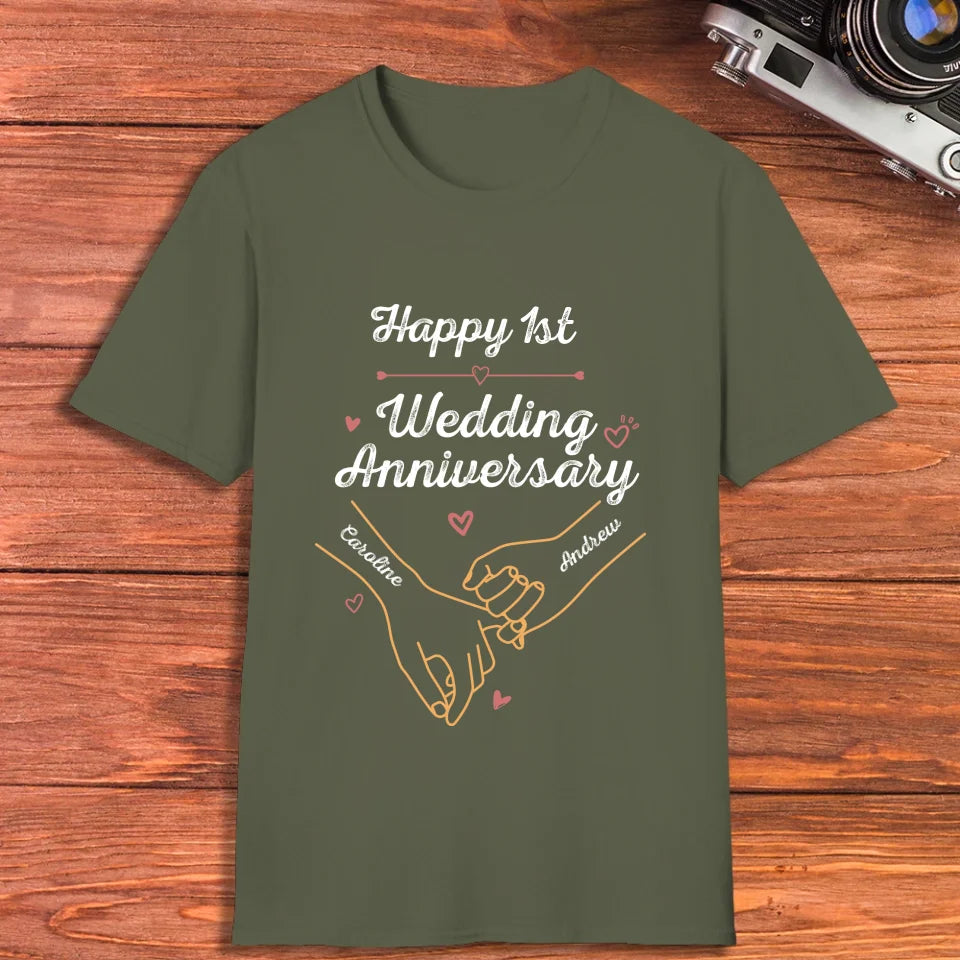 Happy 1st Wedding Anniversary, Old Style - Personalized Gifts For Couples - Unisex T-Shirt