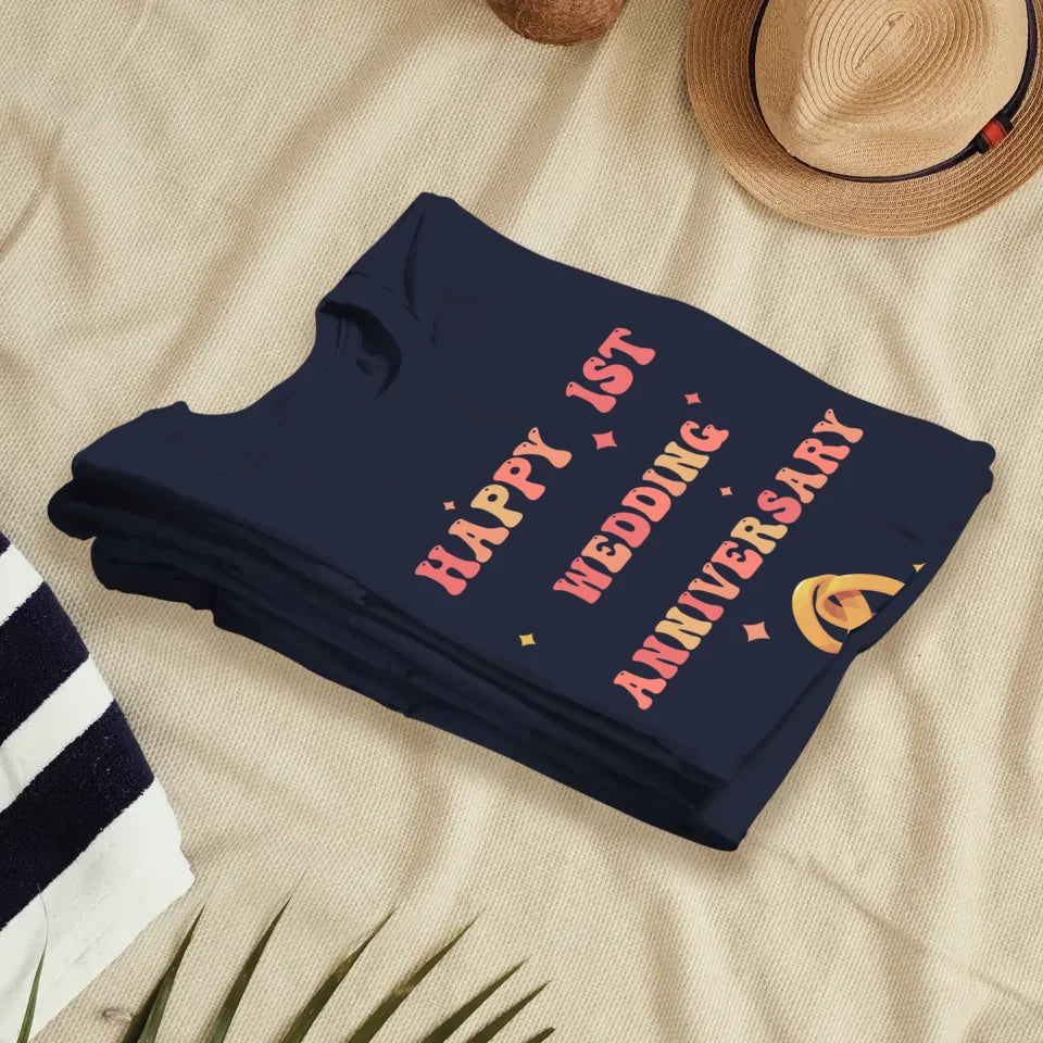 Happy 1st Wedding Anniversary, Vintage Style - Personalized Gifts For Couples - Unisex T-Shirt