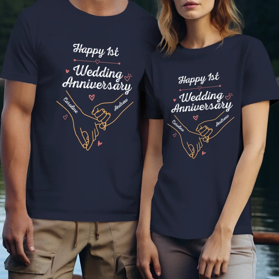 Happy 1st Wedding Anniversary, Old Style - Personalized Gifts For Couples - Unisex T-Shirt