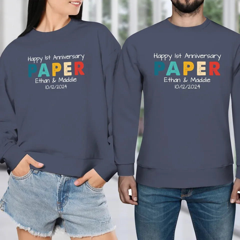 Happy Anniversary Paper: Our Special Story - Personalized Gifts For Couples - Unisex Sweater