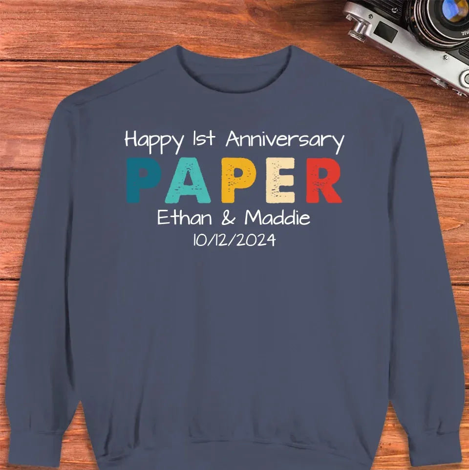 Happy Anniversary Paper: Our Special Story - Personalized Gifts For Couples - Unisex Sweater