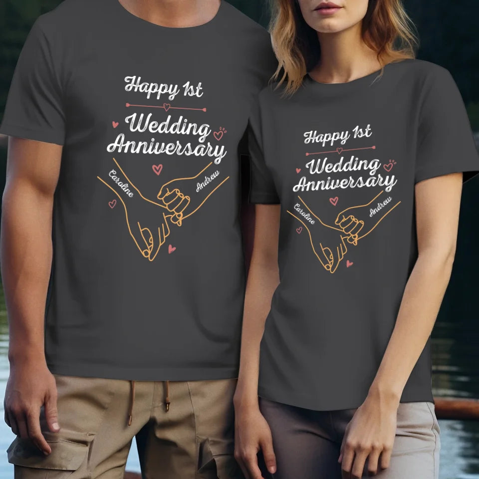 Happy 1st Wedding Anniversary, Old Style - Personalized Gifts For Couples - Unisex T-Shirt