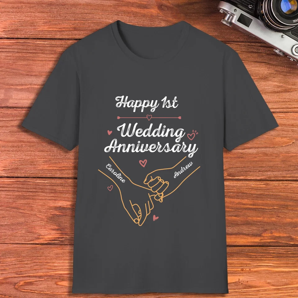 Happy 1st Wedding Anniversary, Old Style - Personalized Gifts For Couples - Unisex T-Shirt