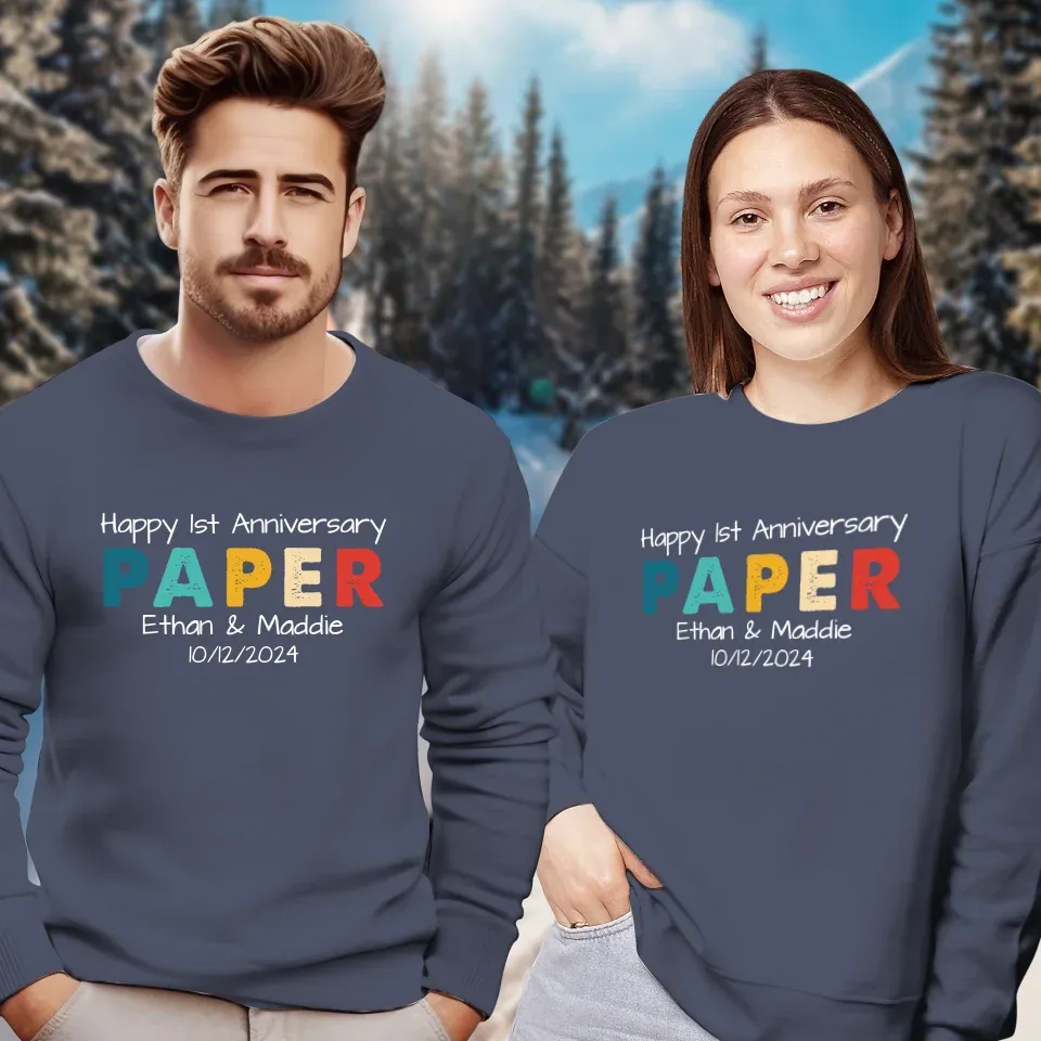 Happy Anniversary Paper: Our Special Story - Personalized Gifts For Couples - Unisex Sweater