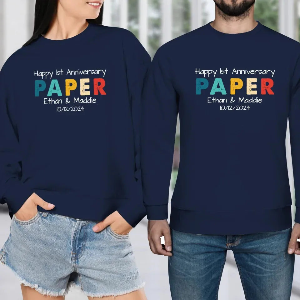 Happy Anniversary Paper: Our Special Story - Personalized Gifts For Couples - Unisex Sweater