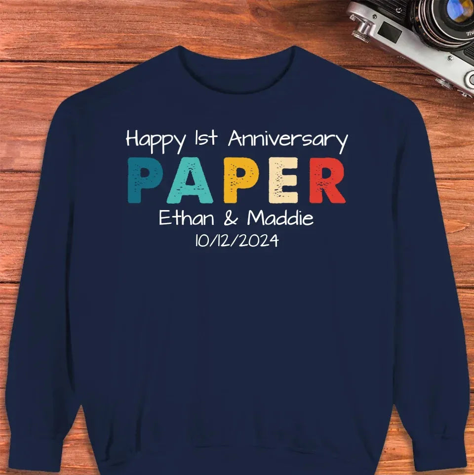 Happy Anniversary Paper: Our Special Story - Personalized Gifts For Couples - Unisex Sweater