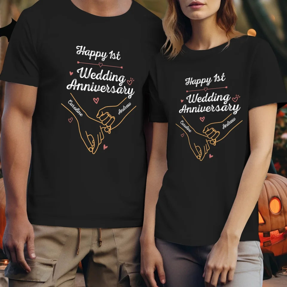 Happy 1st Wedding Anniversary, Old Style - Personalized Gifts For Couples - Unisex T-Shirt