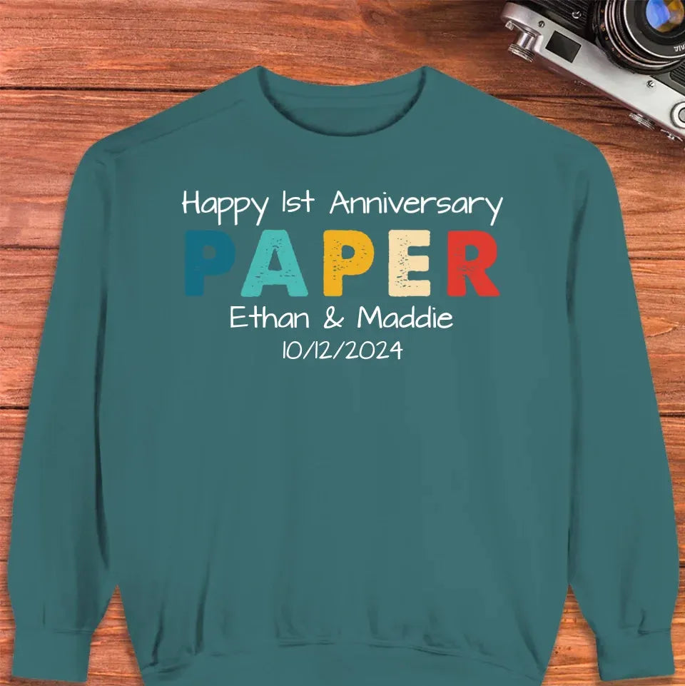 Happy Anniversary Paper: Our Special Story - Personalized Gifts For Couples - Unisex Sweater