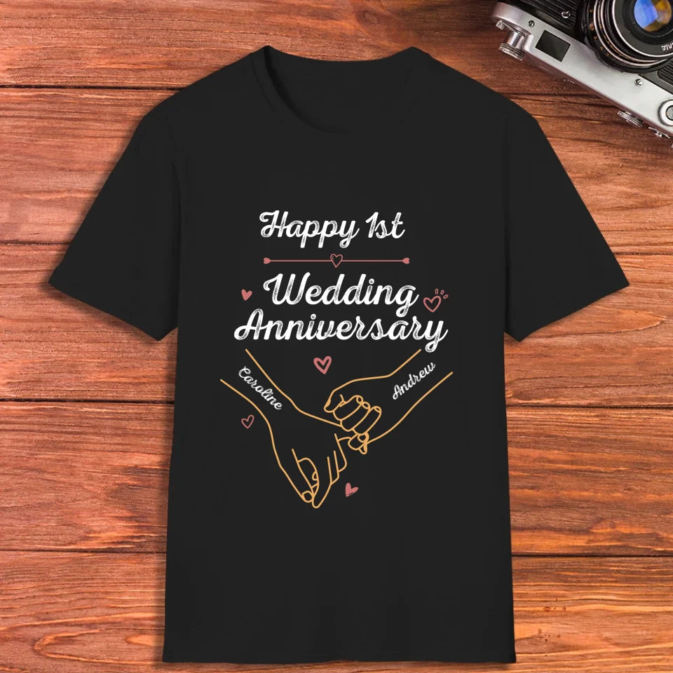 Happy 1st Wedding Anniversary, Old Style - Personalized Gifts For Couples - Unisex T-Shirt