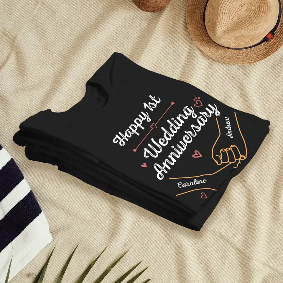 Happy 1st Wedding Anniversary, Old Style - Personalized Gifts For Couples - Unisex T-Shirt