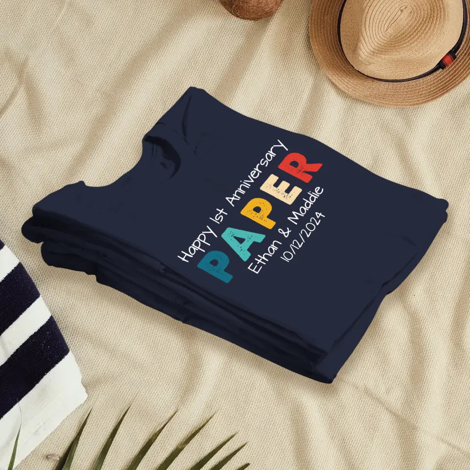 Happy Anniversary Paper: Our Special Story - Personalized Gifts For Couples - Unisex T-Shirt