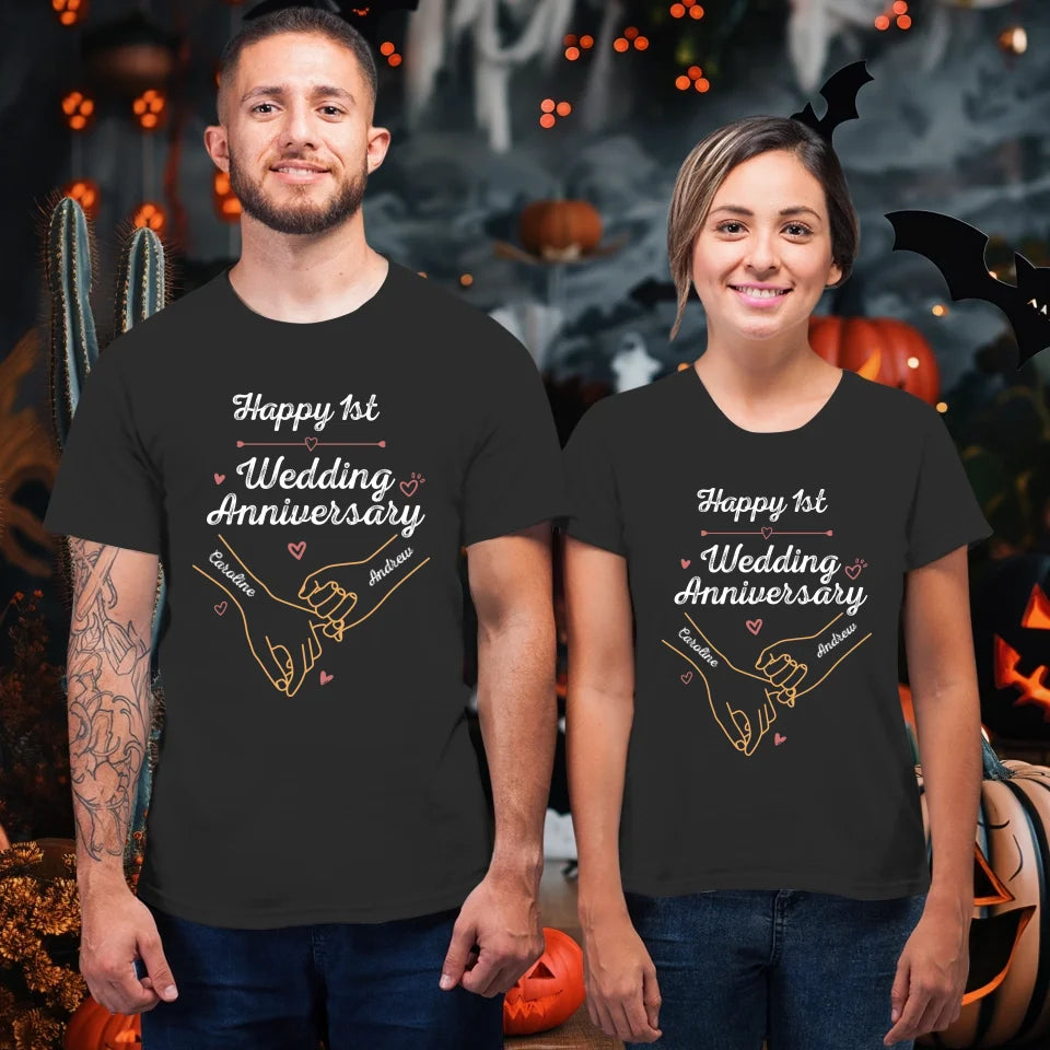 Happy 1st Wedding Anniversary, Old Style - Personalized Gifts For Couples - Unisex T-Shirt