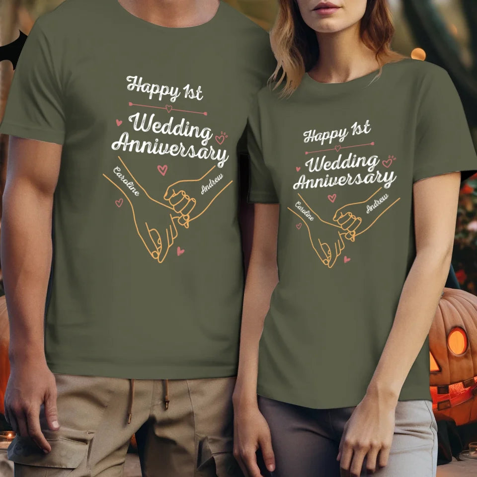 Happy 1st Wedding Anniversary, Old Style - Personalized Gifts For Couples - Unisex T-Shirt