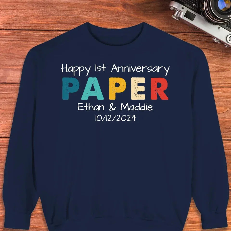 Happy Anniversary Paper: Our Special Story - Personalized Gifts For Couples - Unisex Sweater