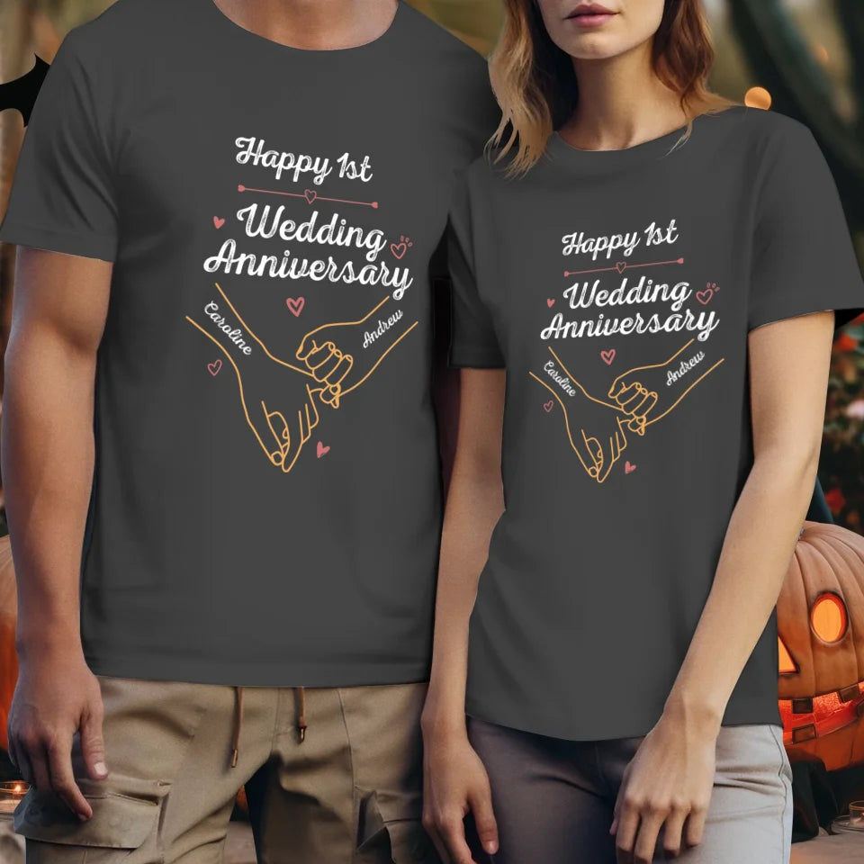 Happy 1st Wedding Anniversary, Old Style - Personalized Gifts For Couples - Unisex T-Shirt