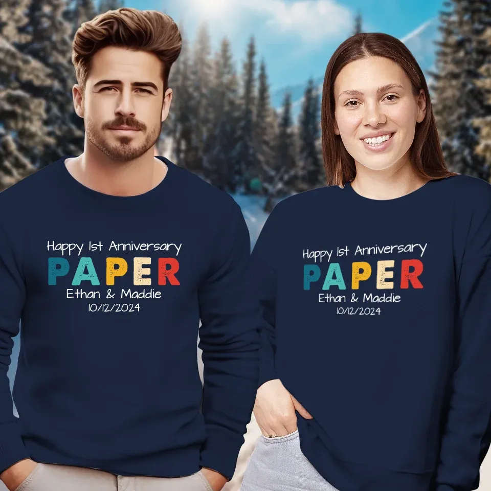 Happy Anniversary Paper: Our Special Story - Personalized Gifts For Couples - Unisex Sweater