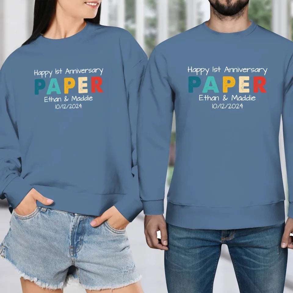 Happy Anniversary Paper: Our Special Story - Personalized Gifts For Couples - Unisex Sweater