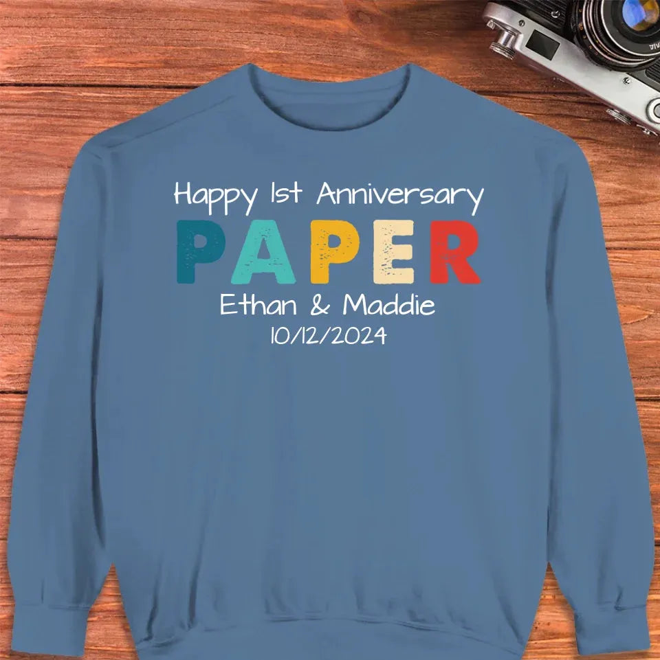 Happy Anniversary Paper: Our Special Story - Personalized Gifts For Couples - Unisex Sweater