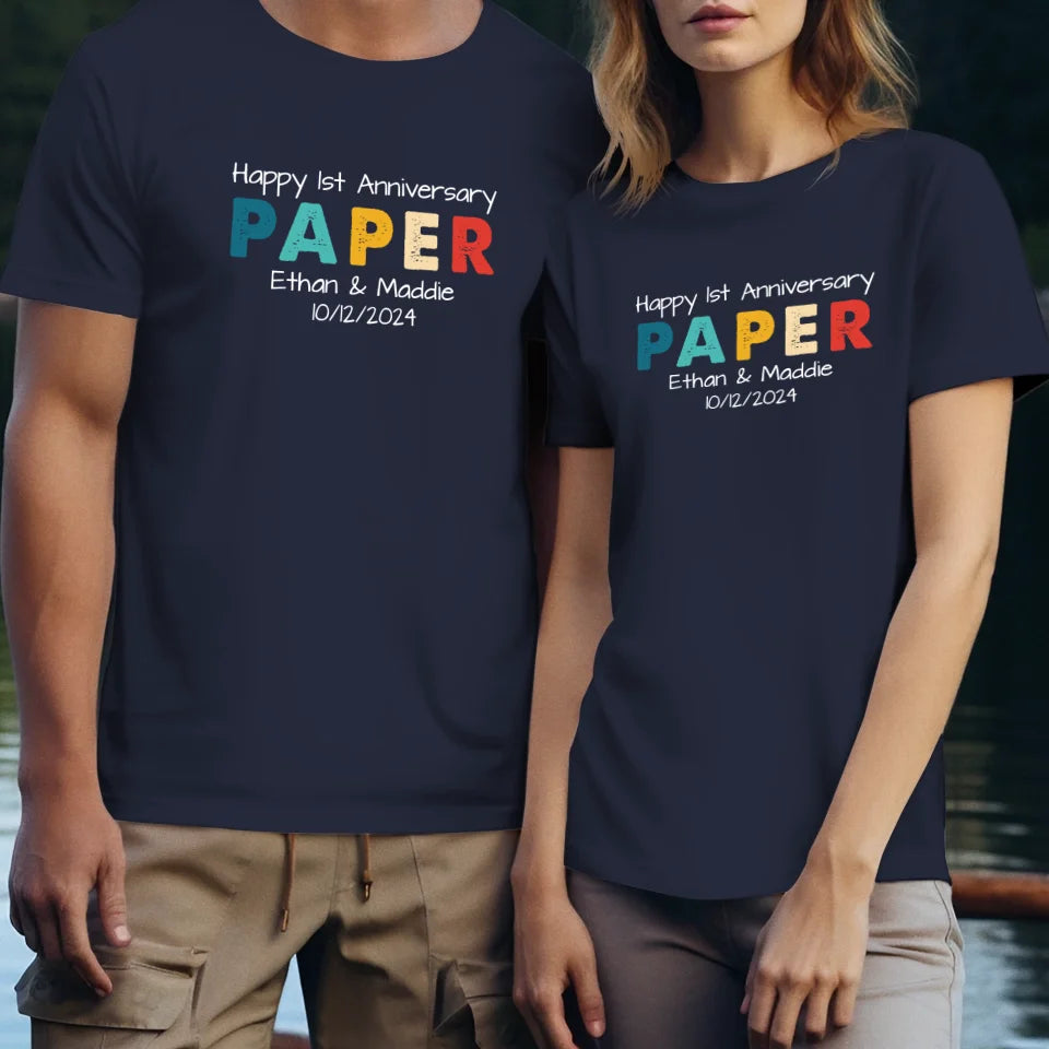 Happy Anniversary Paper: Our Special Story - Personalized Gifts For Couples - Unisex T-Shirt