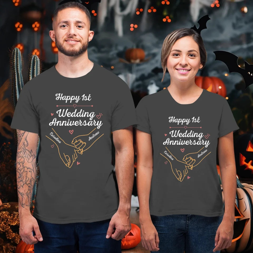 Happy 1st Wedding Anniversary, Old Style - Personalized Gifts For Couples - Unisex T-Shirt