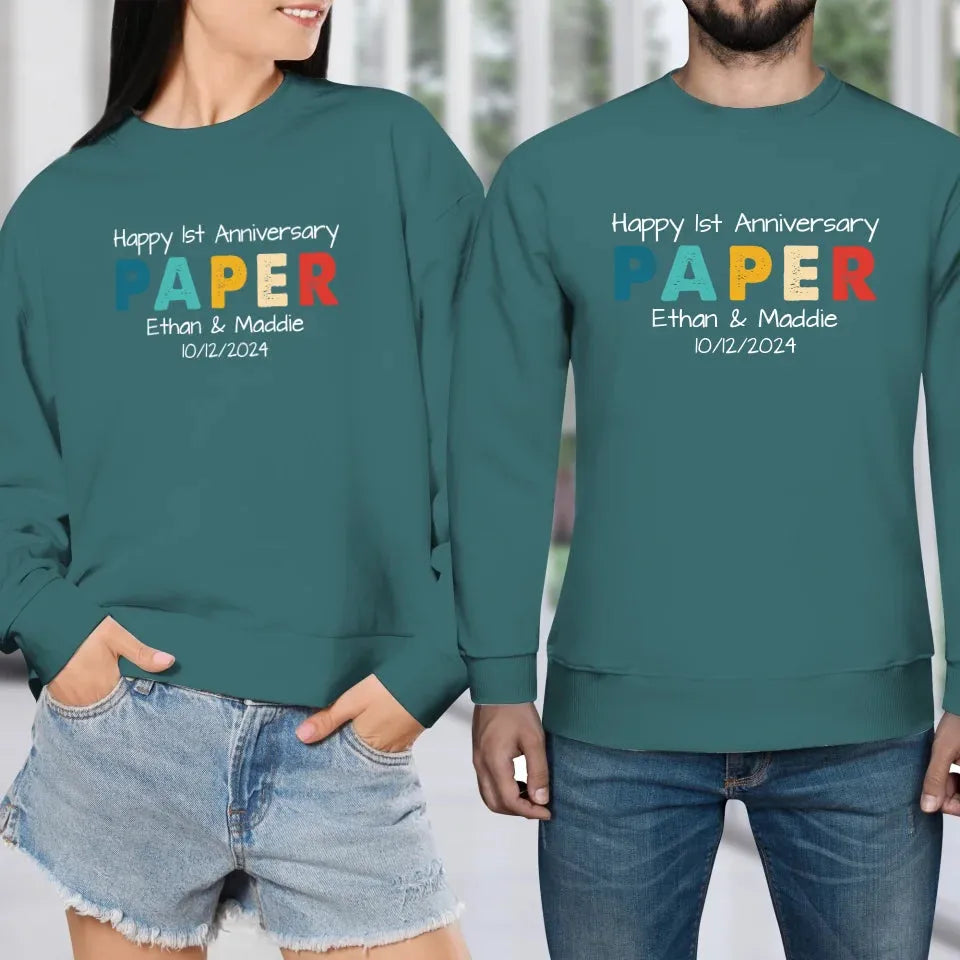 Happy Anniversary Paper: Our Special Story - Personalized Gifts For Couples - Unisex Sweater