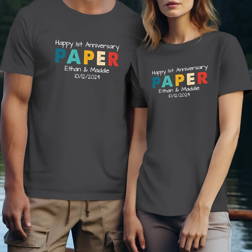 Happy Anniversary Paper: Our Special Story - Personalized Gifts For Couples - Unisex T-Shirt