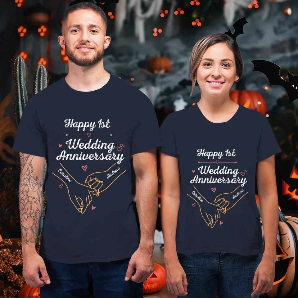 Happy 1st Wedding Anniversary, Old Style - Personalized Gifts For Couples - Unisex T-Shirt