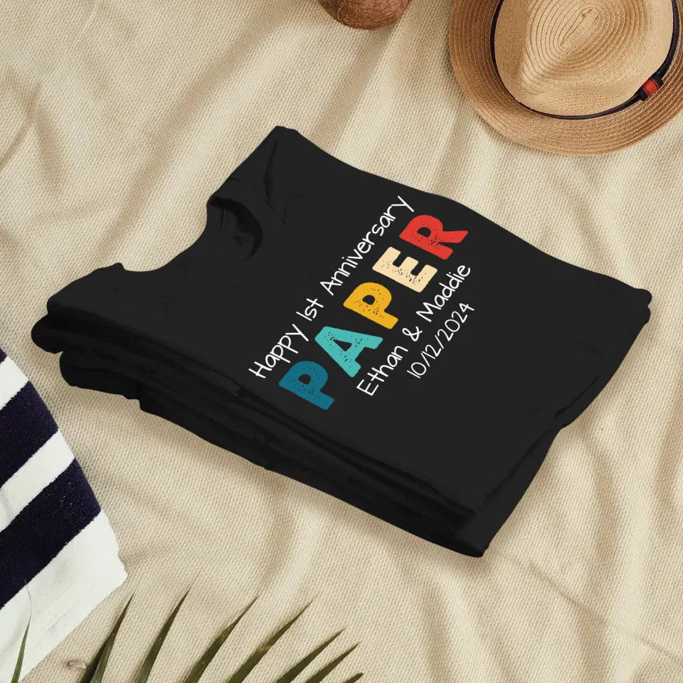 Happy Anniversary Paper: Our Special Story - Personalized Gifts For Couples - Unisex T-Shirt