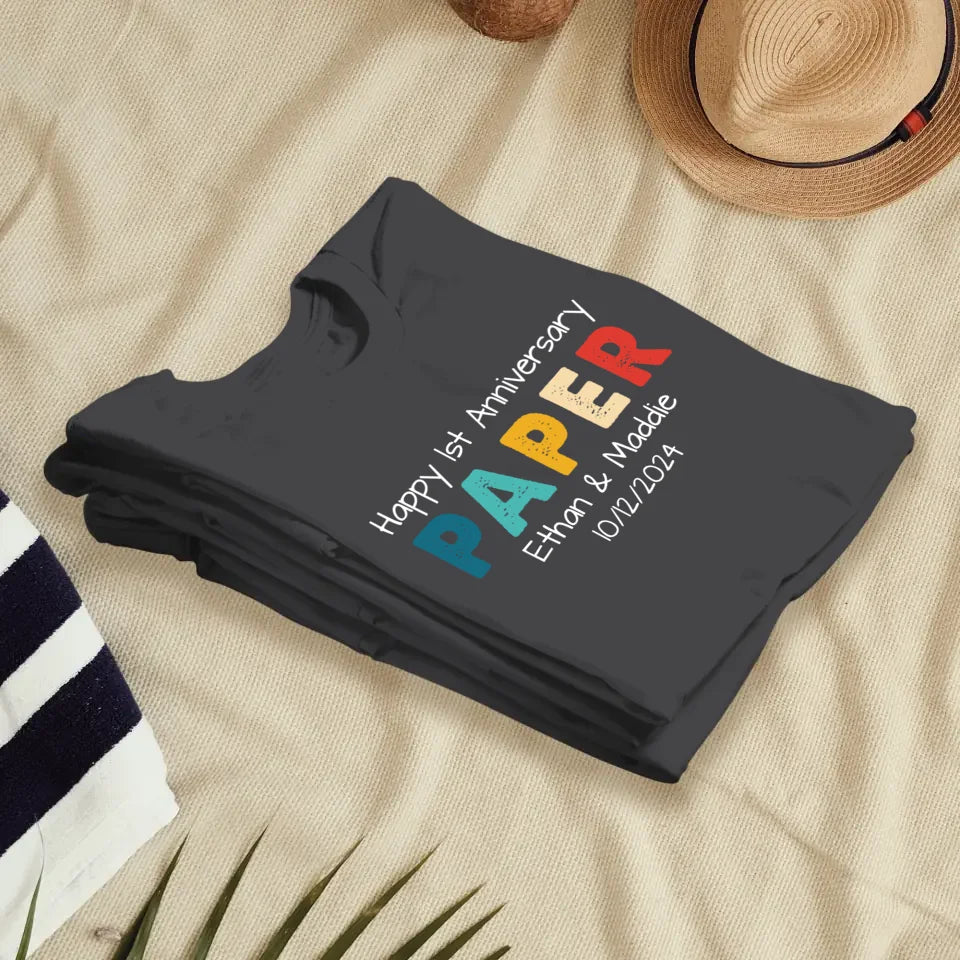 Happy Anniversary Paper: Our Special Story - Personalized Gifts For Couples - Unisex T-Shirt