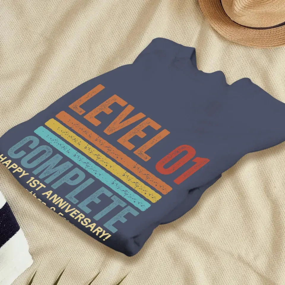 Happy Anniversary Level Complete - Personalized Gifts For Couples - Unisex Sweater