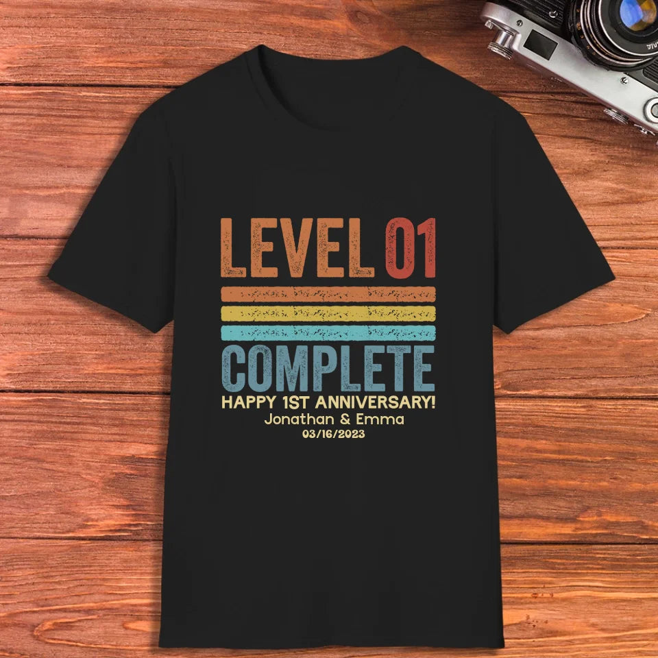 Happy Anniversary Level Complete - Personalized Gifts For Couples - Unisex T-Shirt