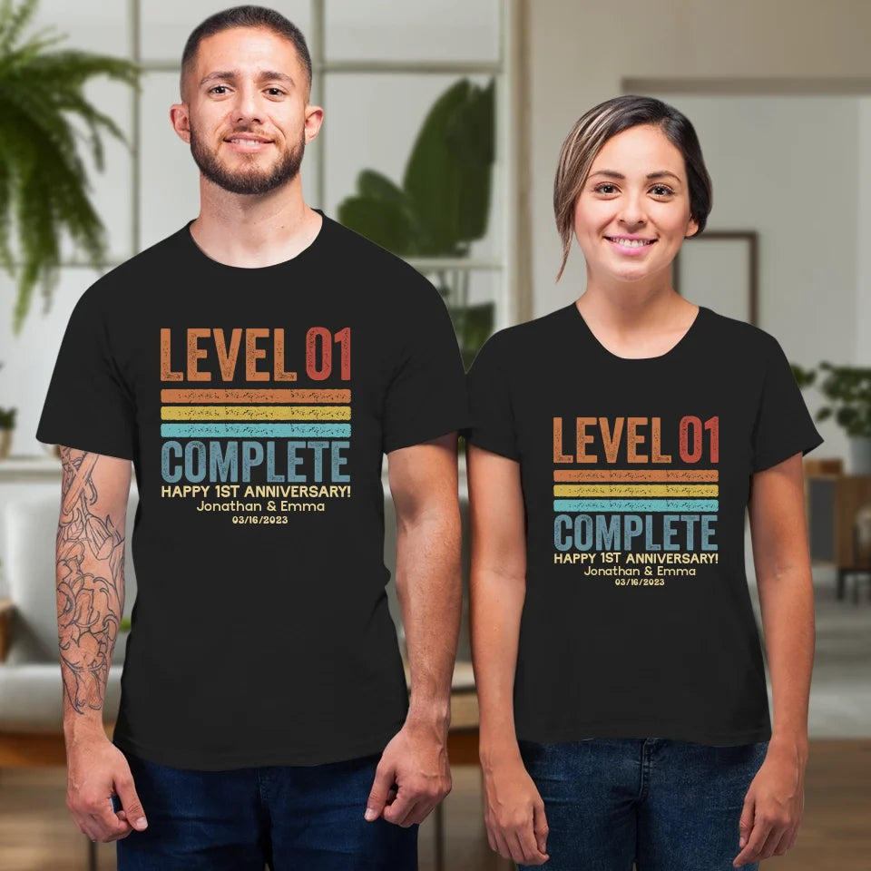 Happy Anniversary Level Complete - Personalized Gifts For Couples - Unisex T-Shirt