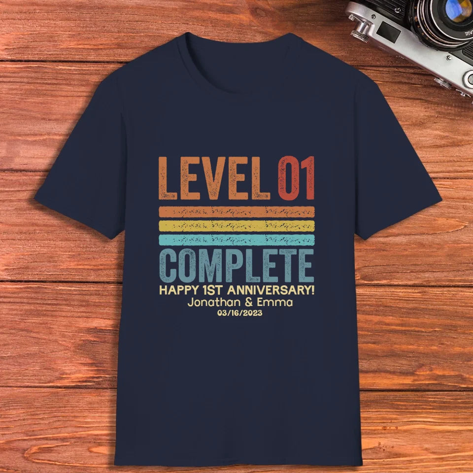 Happy Anniversary Level Complete - Personalized Gifts For Couples - Unisex T-Shirt