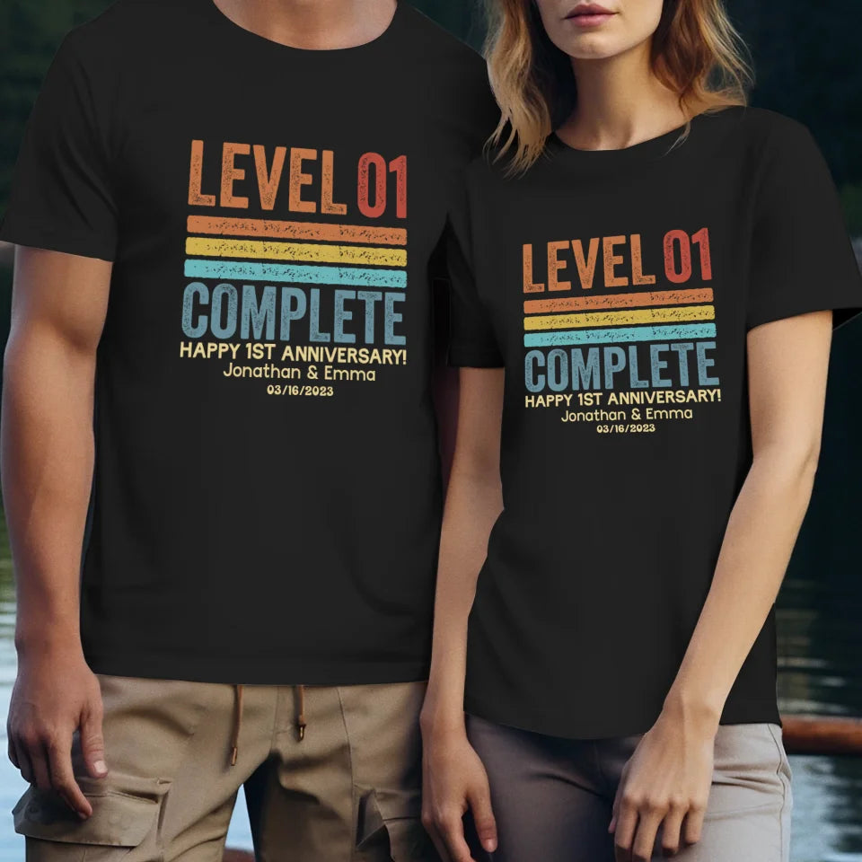 Happy Anniversary Level Complete - Personalized Gifts For Couples - Unisex T-Shirt