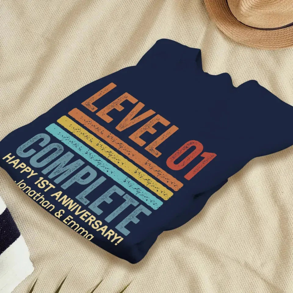 Happy Anniversary Level Complete - Personalized Gifts For Couples - Unisex Sweater