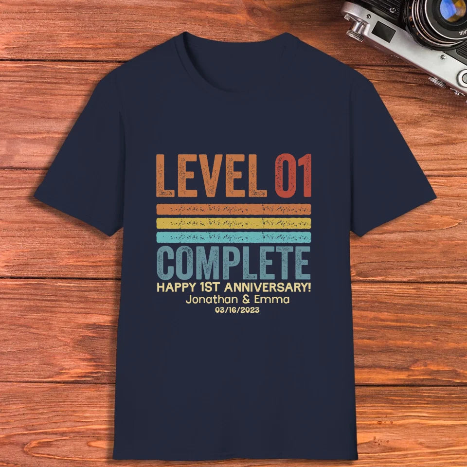 Happy Anniversary Level Complete - Personalized Gifts For Couples - Unisex T-Shirt